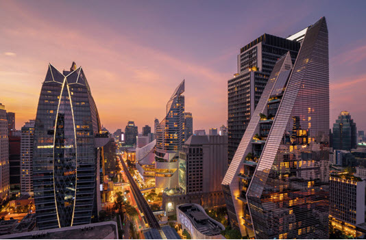 Bangkok buildings cityscape sunset