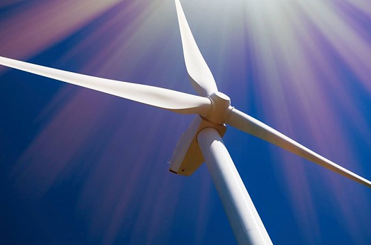 close up of wind turbine sunshine