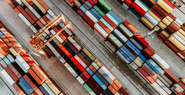 bird's eye view of cargo containers