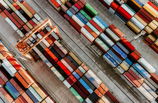 bird's eye view of cargo containers